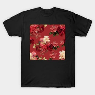 Just Flowers on Red Repeat 5748 T-Shirt